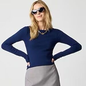 j. crew factory  long-sleeve boatneck everyday tee M navy nwt
